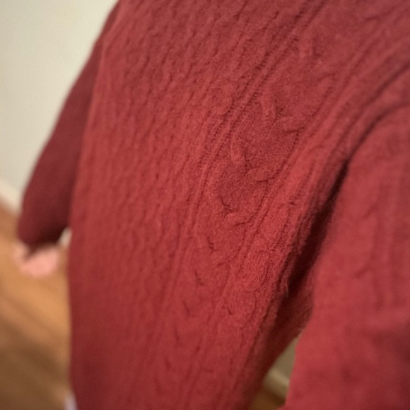 Red Cable Knit Fleece Heavy Long Sleeve Sweater! M Loose Fit - Picture 7 of 7